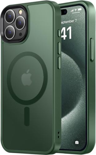 Entronix - Magnetic iPhone 14 Pro Case - Translucent Frosted Matte Finish - Green-Front_Standard 