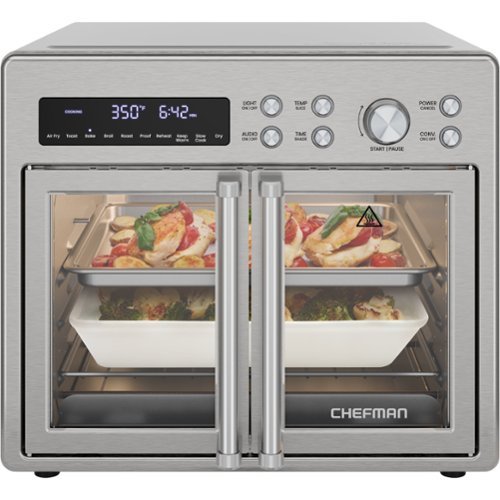 Chefman - French Door 10-in-1 Toaster Oven Air Fryer, 26-Quarts, Fits 12-Inch Pizza - Stainless Steel-Front_Standard 