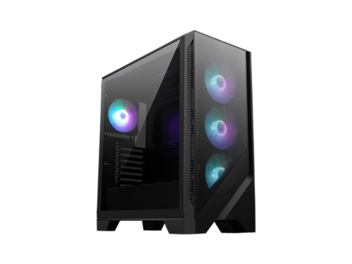MSI - MAG FORGE 321R AIRFLOW Black Case, 2xUSB 3.2, 4x120mm ARGB Fans, Tempered Glass - Black-Front_Standard 