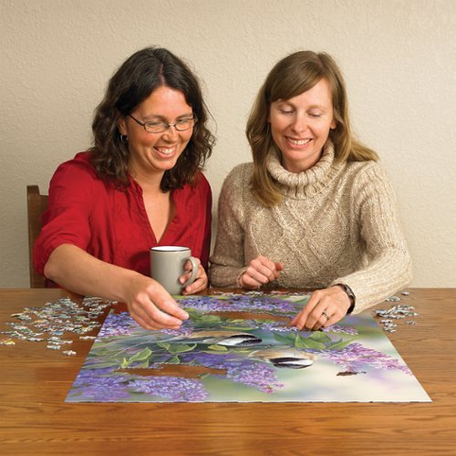 Outset Media : 1000 Piece Puzzle: Chickadees & Lilacs - Reference Poster Included WORLDWIDE DELIVERY