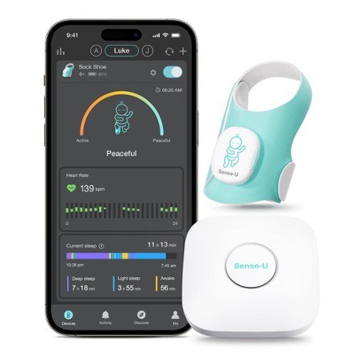 Sense-U - Baby Smart Sock Shoe (Long Range) Baby Monitor - Track Heart Rate from Anywhere - Green-Front_Standard 