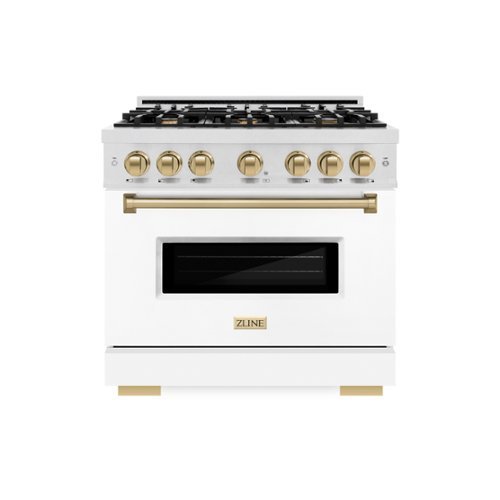 ZLINE - Autograph 36 in. Classic Dual Fuel Range with White and Bronze Accents (CDRSZ-WM-36-CB) - White-Front_Standard 