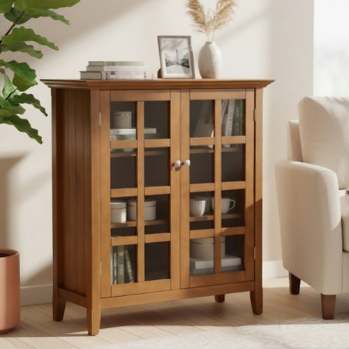 Simpli Home - Acadian 39 inch Wide Solid Wood Transitional Storage Cabinet - Light Golden Brown-Front_Standard 