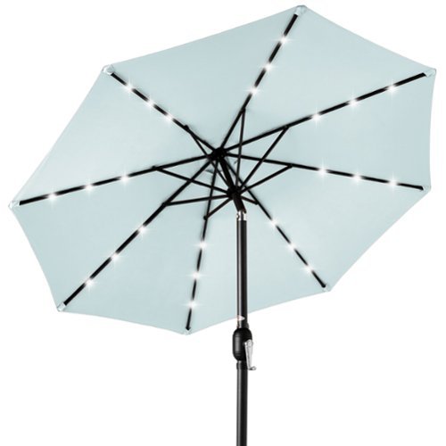 Best Choice Products - 10ft Solar LED Lighted Patio Umbrella w/ Tilt Adjustment, UV-Resistant Fabric - Baby Blue-Front_Standard 