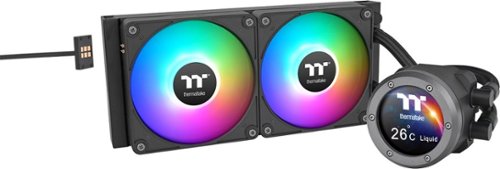 Thermaltake - M240 Ultra CPU AIO Liquid Cooler - 2.1" LCD Display Cap - 240mm Radiator - Two 120mm CT EX ARGB PWM Fans - Black-Front_Standard 