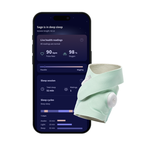 Owlet - Dream Sock – Smart Wearable Baby Monitor with Live Heart Rate & Oxygen Alerts - Mint-Front_Standard 