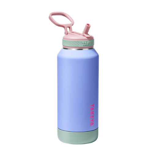 Takeya - Sport 32-oz. Soft-Touch Leakproof Water Bottle with Straw Lid - Grape Jelly