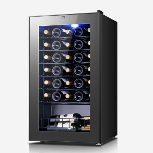 Yeego - Wine Refrigerator Cooler, 34 Bottle Small Wine Fridge, Mini Freestanding Wine Cellars for Home, Office - Black-Front_Standard 
