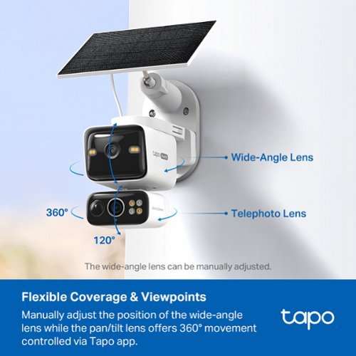 TP-Link Tapo Wireless Dual-Lens, Pan-Tilt Security 2K QHD Camera, 360° Coverage, with Solar - No Monthly Fees - White BUY IN EUROPE