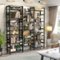 Aheaplus - Bamboo Triple Wide Bookshelf, 6-Tier Bookshelf with17 Open Shelves - Black-Front_Standard