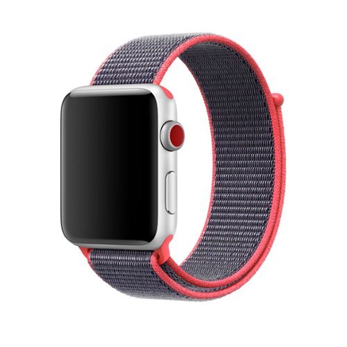 StrapsCo - Everyday Comfort Nylon Watch Band For Apple Watch - 40mm/41mm/42mm - Red & Grey-Front_Standard 