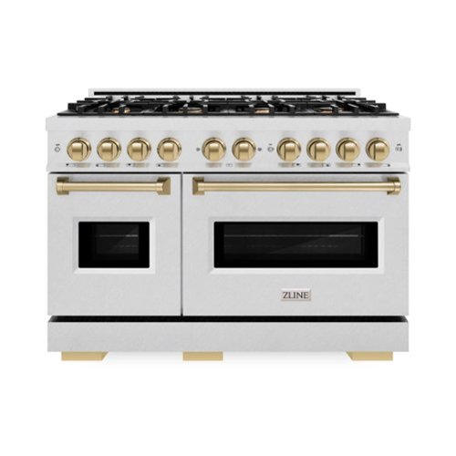 ZLINE - Autograph 48 in. Classic Dual Fuel Satin Steel Range w/ 8 Burners & Bronze Accents (CDRSZ-48-CB) - Stainless Steel