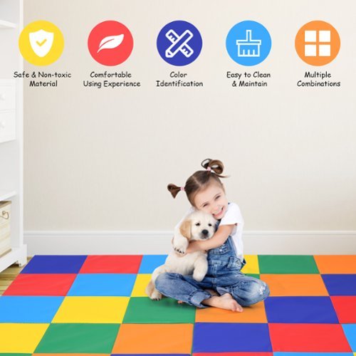 Costway 58'' Toddler Foam Play Mat Baby Folding Activity Floor Mat Home School Daycare - Multi-color WHERE TO BUY