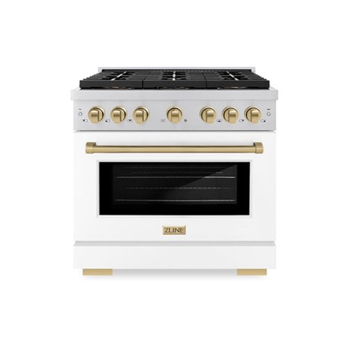 ZLINE - Autograph 36 in. Paramount Gas Range with 6 DuoPro Burners w/ White Door & Bronze Accents (PSGRZ-WM-36-CB) - Stainless Steel with White Matte Door
