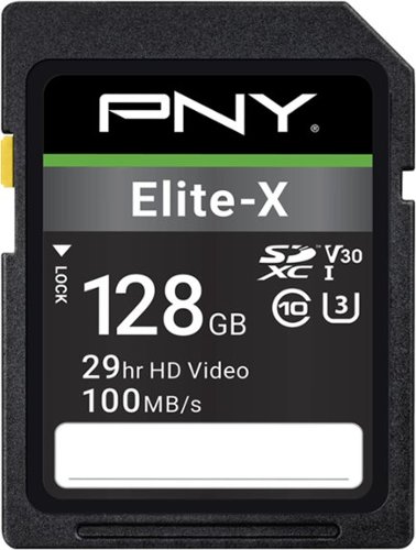 PNY - 128GB Elite-X Class 10 U3 V30 SDXC Flash Memory Card