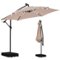 Ainfox - 10FT Solar LED Outdoor Patio Yard Offset Umbrella with Cross Base for Market,Garden,Deck,Backyard,Pool,with light - khiki-Front_Standard