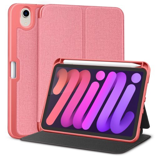 DTTO - Case for iPad mini 7 (A17 Pro) Case 2024, iPad mini 6th Generation Case 2021, with Pencil Holder, Multi-Angle Stand - Pink-Front_Standard 
