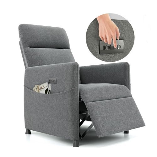 Kadyn - Modern Electric Recliner Chair, Power Adjustable Backrest & Footrest, High-Density Foam - Gray-Front_Standard 