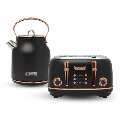 Haden Heritage 4 Slice Wide Slot Toaster & Electric Kettle, Black