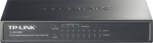  TP-Link - 8-Port Gigabit Ethernet Switch with 4 Port PoE - Black/Gray