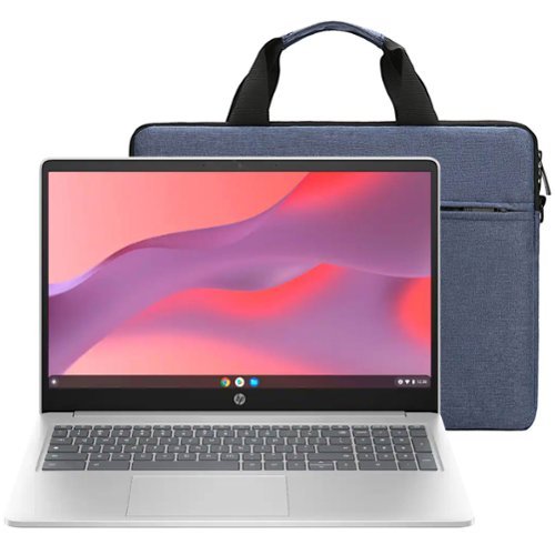 HP - 15.6" Chromebook Laptop - 8GB Memory, 64GB eMMC (Natural Silver) with Bag - Natureal Silver-Front_Standard 