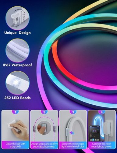 Govee RGBIC Neon Rope Light - 6.5 Ft - Multi GLOBAL SHIPPING