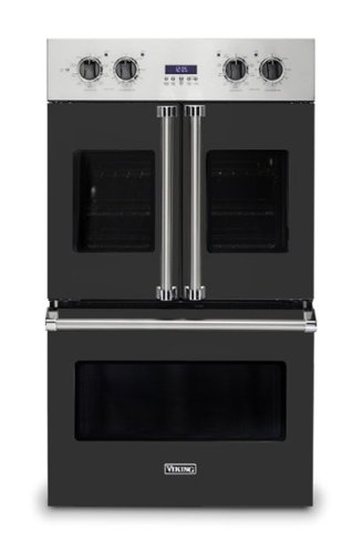 Viking - 30" 7 Series French Door Double Built-In Electric Thermal Convection Oven - Cast Black-Front_Standard 