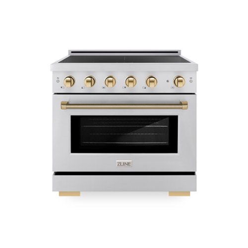 ZLINE - Autograph 36 in. 5.2 cu. ft. Paramount Freestanding Induction Range with 5 Burners and Polished Gold Helix Handle - Stainless Steel