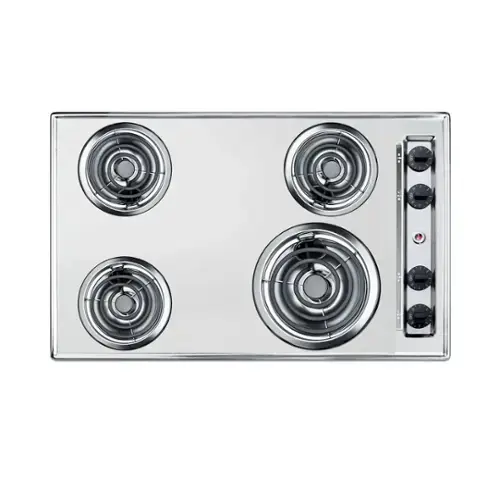 Front. SUMMIT - 30" Wide 230V 4-Burner Coil Cooktop - Silver.