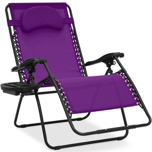 Best Choice Products - Oversized Zero Gravity Chair, Folding Outdoor Patio Recliner w/ Cup Holder - Amethyst Purple-Front_Standard 