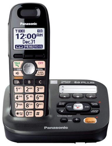 Panasonic - KX-TG6591T DECT 6.0 Plus Expandable Cordless Phone with Digital Answering System - Black-Angle_Standard 