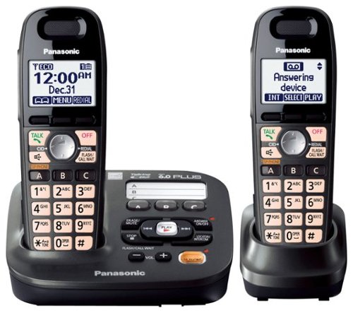  Panasonic - KX-TG6592T DECT 6.0 Plus Expandable Cordless Phone with Digital Answering System - Black