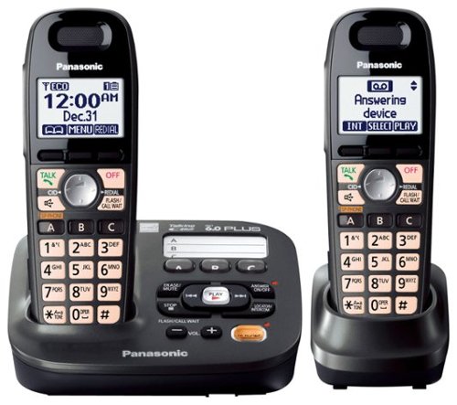 Panasonic - KX-TG6592T DECT 6.0 Plus Expandable Cordless Phone with Digital Answering System - Black-Angle_Standard 