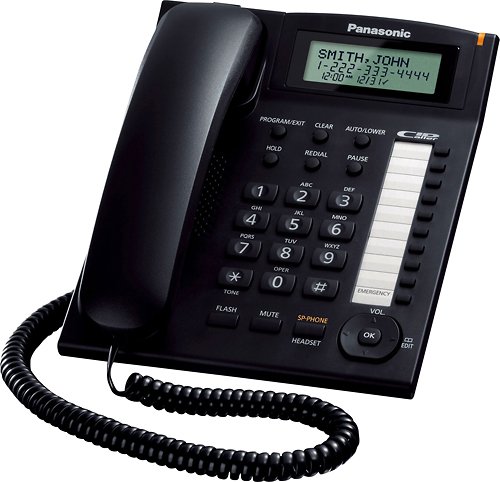  Panasonic - KX-TS880B Corded Phone with Call-Waiting Caller ID - Black