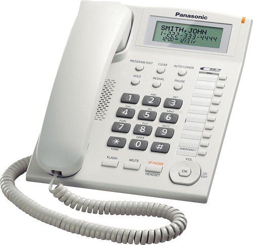 Panasonic - KX-TS880W Corded Phone with Call-Waiting Caller ID - White-Angle_Standard 
