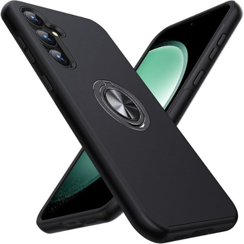 Entronix - Case Compatible with Galaxy S25 FE - 360º Circular Ring Gripstand - Black-Front_Standard 