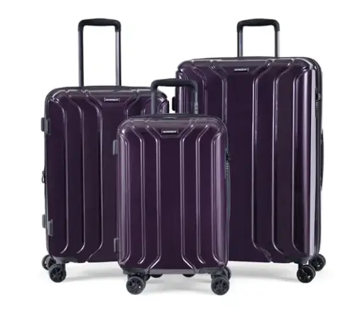 Front. Nonstop - New York Elite Lightweight Expandable 3 Piece spinner (19.4/23.4/28) with 3 packing cubes - Red - Plum.