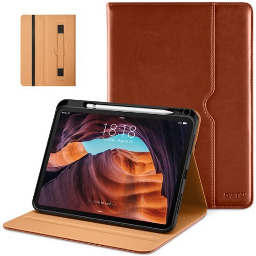 DTTO - Case for iPad 11th Gen 11" 2025 (A16) & 10th Gen 10.9" 2022, Leather Folio Cover with Pencil Holder & Auto Wake/Sleep - Brown-Front_Standard 