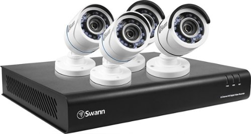  Swann - 8-Channel, 4-Camera Outdoor Wired 1TB DVR Surveillance System - Black/White