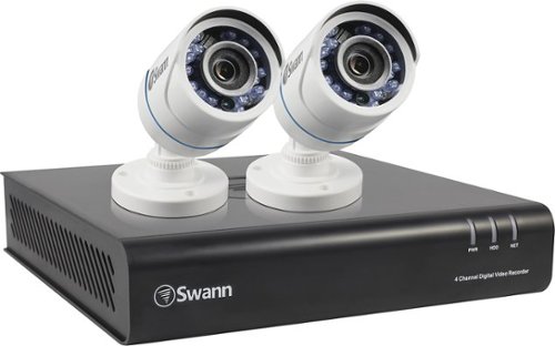  Swann - Pro-Series HD 4-Channel, 2-Camera Indoor/Outdoor High-Definition DVR Security System - Black/White