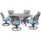 Hanover - Traditions 7-Piece Dining Set with a 60 In. Round Cast-top Table and Six Swivel Rockers - Alumicast/Blue-Front_Standard