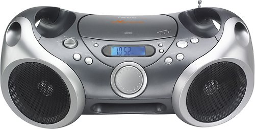  Memorex - CD/CD-R/RW/MP3 Portable Boombox with AM/FM Radio - Silver