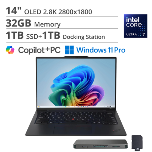 Lenovo - ThinkPad X1 Carbon G13 - Copilot+ PC - 14" 2.8KOLED Laptop - Intel Ultra 7 with 32GB Memory - 1TB SSD - Black-Front_Standard 
