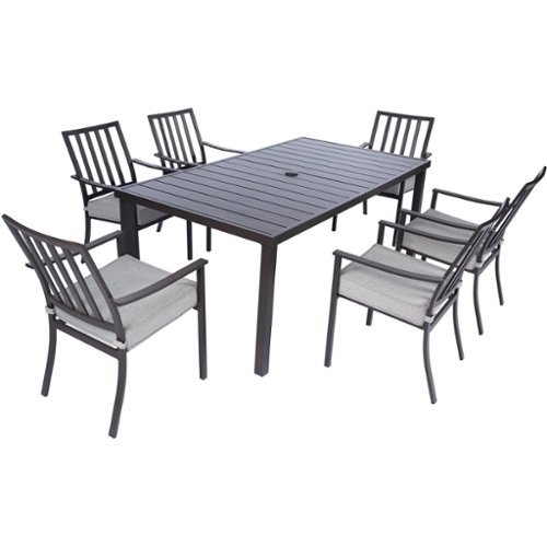 Mod Furniture - Carter 7-Piece Dining Set with 6 Padded Dining Chairs and 72 in. x 40 in. Slat Table - Black/Grey-Front_Standard 