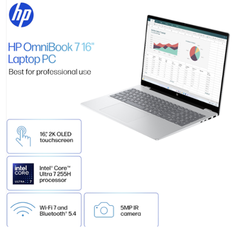 HP Upgraded OmniBook 7 Laptop 16.0 2048x1280 Display (Intel Ultra