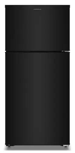 Front. Amana - 28 in. Wide 14.3 cu. ft. Top-Freezer Refrigerator With A Large Crisper Drawer - Black.