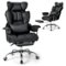 Costway - Big and Tall Executive Office Chair with Footrest Lumbar Support - Black-Front_Standard