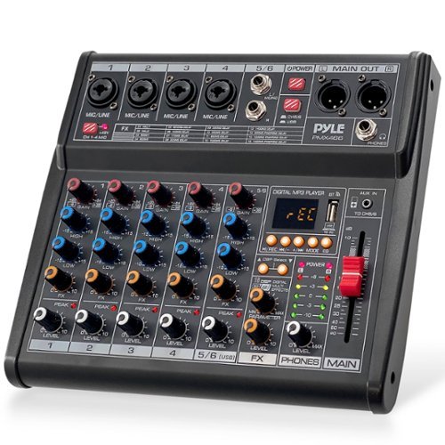 Pyle - Professional Bluetooth DJ Audio Mixer - 6-Channel DJ Controller Sound Mixer w/DSP 16 Preset Effects, USB Interface - Black-Front_Standard 