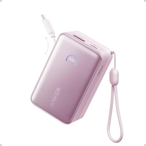 Anker - Nano Power Bank (10K, 45W, Built-In Retractable USB-C Cable), Compact Travel Design - Pink-Front_Standard 