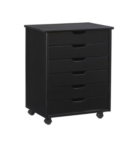 Linon Home Décor - Monte Wide Six-Drawer Rolling Storage Cart - Black-Front_Standard 